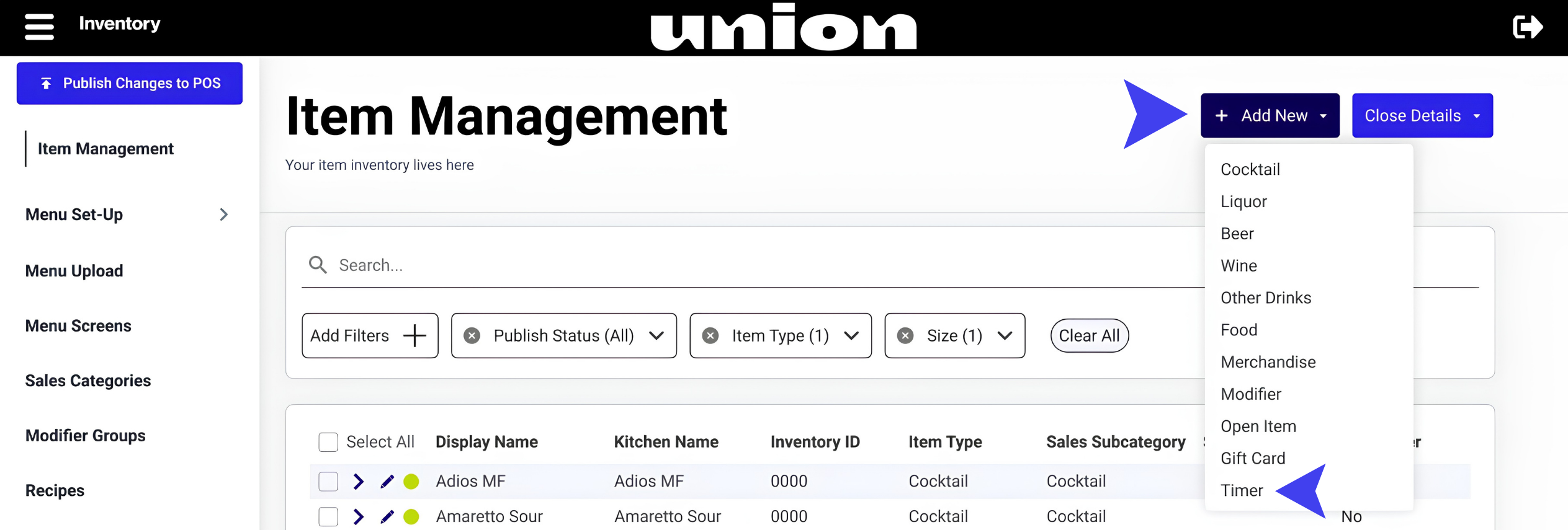 Item Management, Add New Timer item